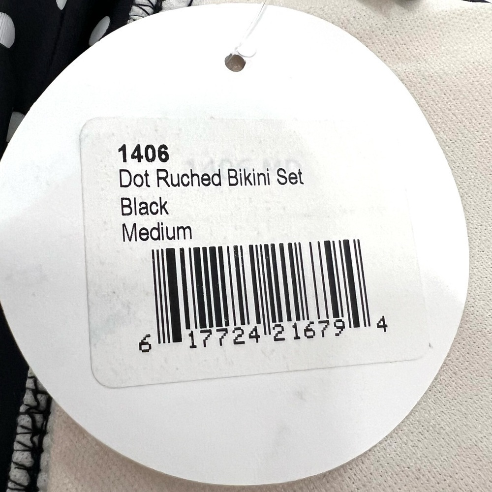 Prego NWT Black Polka Dot Ruched Bikini Set Maternity Swimsuit Women’s Medium - Picture 10 of 12